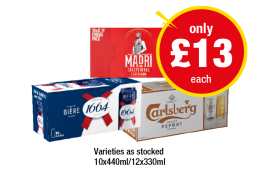 Madri, Kronenbourg, Carlsberg Export - Now Only £13 at Premier
