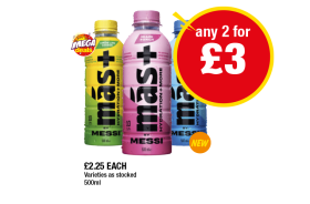 Más By Messi Lemon Lime League, Miami Punch, Berry Copa Crush - Any 2 for £3 at Premier