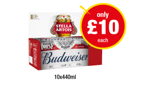 Stella Artois, Budweiser - Now Only £10 at Premier