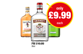 Captain Morgan Spiced Gold, Smirnoff, Gordon's - Now Only £9.99 at Premier