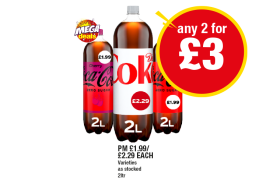Diet Coke, Coca Cola Zero, Cherry - Any 2 for £3 at Premier