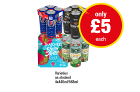 Fosters, Murphys, Thatchers Juicy Apple, Inch's Cloudy - Now Only £5 at Premier