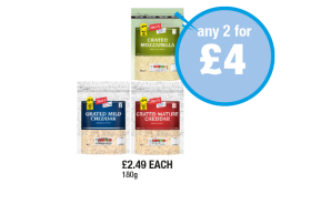 Jack's Grated Mozzarella, Grated Mild Cheddar, Grated Mature Cheddar - Any 2 for £4 at Premier