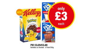 Kelloggs Pokemon, Pop Tarts Strawberry Sensations, Chocotastic - Now Only £3 at Premier