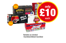 Kopparberg Berry Variety, Budweiser, Carling Black Label, Stella Artois, Budweiser - Now Only £10 at Premier