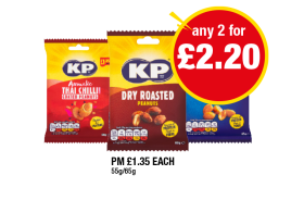 KP Peanuts Thai Chilli, Dry Roasted, Original - Any 2 for £2.20 at Premier