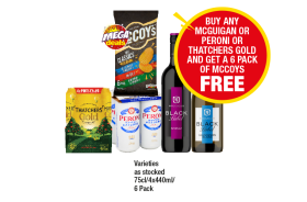 McCoys Classic Pack, Thatchers Gold, Peroni, McGuigan Black Label Shiraz, Chardonnay - Buy Any McGuigan Or Peroni Or Thatchers Gold And Get A Pack of McCoys FREE at Premier