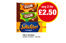 McVities Club Orange, Mint, Jaffa Cakes - Now Only £2.50 at Premier