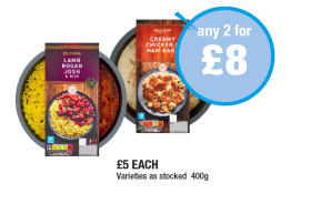 Pro Cuisine Lamb Rogan Josh, Creamy Chicken & Ham Bake - Any 2 for £8 at Premier
