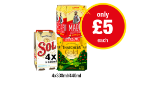 Sol, Madri Limon, Thatchers Gold - Now Only £5 at Premier