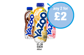 Yazoo Chocolate, Banana, Strawberry - Any 2 for £2 at Premier