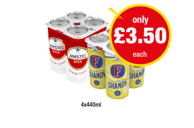 Amstel Bier, Foster Shandy - Now Only £3.50 at Premier