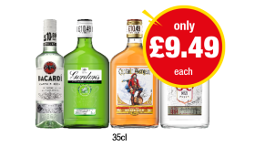 Bacardi, Gordon's Gin, Captain Morgan, Smirnoff Vodka - Now Only £9.49 at Premier
