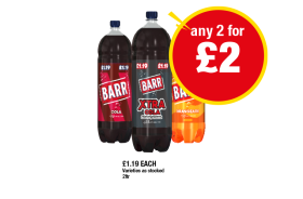 Barr Cola, Xtra Cola, Orangeade - Any 2 for £2 at Premier