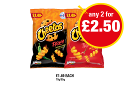 Cheetos Fiery, Twisted - Any 2 for £2.50 at Premier