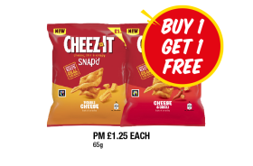 Cheez It Snap'd Double Cheese, Cheese & Chilli - Buy 1 Get 1 FREE at Premier