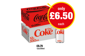 Coca Cola Zero Sugar, Diet Coke - Now Only £6.50 at Premier