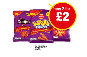 Extra Flamin Hot Doritos, Wotsits Crunchy, Dinamita - Any 2 for £2 at Premier