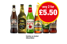Henry Westons Signature Vintage, Vintage, Kopparberg Summer Punch, Thatchers Katy, Gold, Magners - Any 2 for £5.50 at Premier