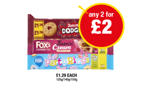 Jammie Dodgers, Fox's Jam 'N' Cream, Party Rings - Any 2 for £2 at Premier