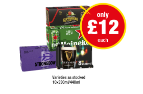 Kopparberg Strawberry & Lime, Heineken, Guinness, Strongbow Dark Fruits - Now Only £12 at Premier