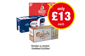 Madri, Kronenbourg, Carlsberg Export - Now Only £13 at Premier