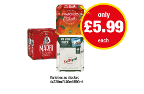 Madri, Thatcher's Blood Orange, San Miguel - Now Only £5.99 at Premier