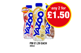 Yazoo Strawberry, Banana, Chocolate - Any 2 for £1.50 at Premier