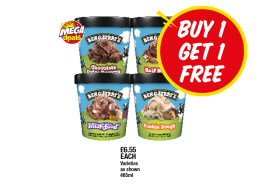 Ben & Jerry's Chocolate Fudge Brownie, Half Baked, Phish Food, Cookie Dough - Buy 1 Get 1 FREE at Premier