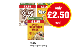 Cookie Crisp, Cheerios, Shredded Wheat - Now Only £2.50 at Premier