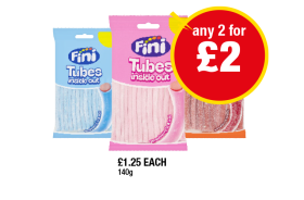 Fini Tubes Raspberry, Strawberry, Sour - Any 2 for £2 at Premier