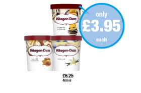 Häagen-Dazs Cookies & Cream, Salted Caramel, Vanilla - Now Only £3.95 at Premier