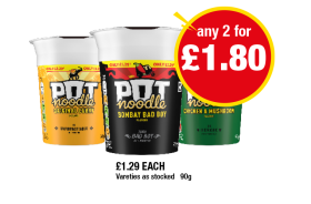 Pot Noodle Curry, Bombay Bad Boy, Chicken & Mushroom - Any 2 for £1.80 at Premier