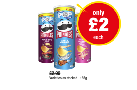 Pringles Texas BBQ, Salt & Vinegar, Prawn Cocktail - Now Only £2 at Premier