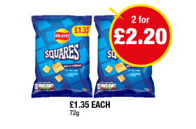 Squares Salt & Vinegar - Any 2 for £2.20 at Premier
