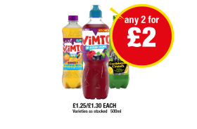 Vimto Sunset Papaya-Dise, Original, Levi Roots Caribbean Crush - Any 2 for £2 at Premier