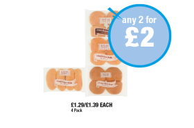 Bakery Select Soft Brown Rolls, White, Large Baps, Finger Rolls - Any 2 for £2 at Premier