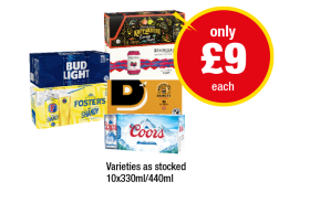 Bud Light, Foster's Shandy, Kopparberg Summer Punch, Rekorderlig Wild Berries, Draught, Coors - Now Only £9 at Premier