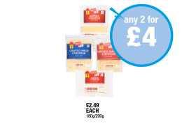 Jack's Cheddar Mature, Grated Mature, Grated Mild - Any 2 for £4 at Premier