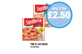 San Marco Cheese & Tomato, Pepperoni - Any 2 for £2.50 at Premier