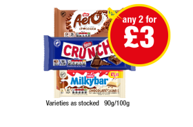 Aero Chocolate, Crunch, Milkybar Chocolate Crumble - Any 2 for £3 at Premier-stores