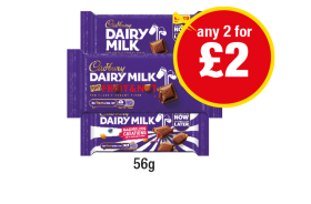 Cadbury Dairy Milk, Fruit & Nut, Marvellous Creations - Any 2 for £2 at Premier-stores