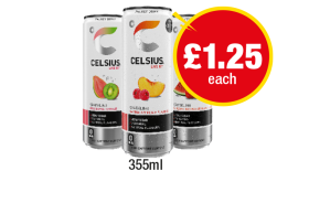 Celsius Guave & Kiwi, Raspberry & Peach, Watermelon & Strawberry - Now Only £1.25 at Premier-stores