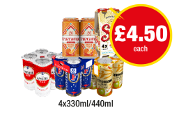 Cruzcampo Orange, Sol Cerveza, Amstel, Fosters, Strongbow - Now Only £4.50 at Premier-stores