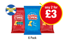 Golden Wonder Variety Pack, Salt & Vinegar, Ready Salted - Any 2 for £3 at Premier-stores
