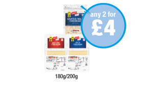 Jack's Grated Mild Cheddar, Mature Cheddar, Mild Cheddar - Any 2 for £4 at Premier-stores