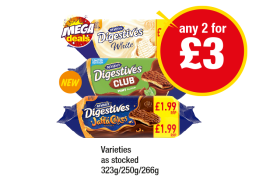 McVities Digestives White, Mint Club, Jaffa Cakes - Any 2 for £3 at Premier-stores