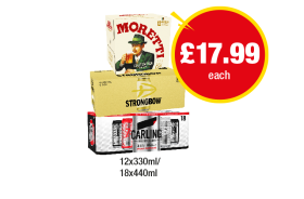Moretti, Strongbow, Carling - Now Only £17.99 at Premier-stores
