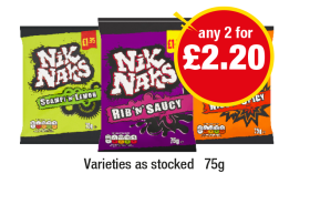 Nik Naks Scampi 'N' Lemon, Rib 'N' Saucy, Nice 'N' Spicy - Any 2 for £2.20 at Premier-stores