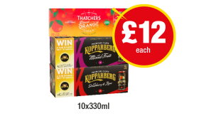 Thatchers Blood Orange, Kopparberg Mixed Fruit, Strawberry & Lime - Now Only £12 at Premier-stores